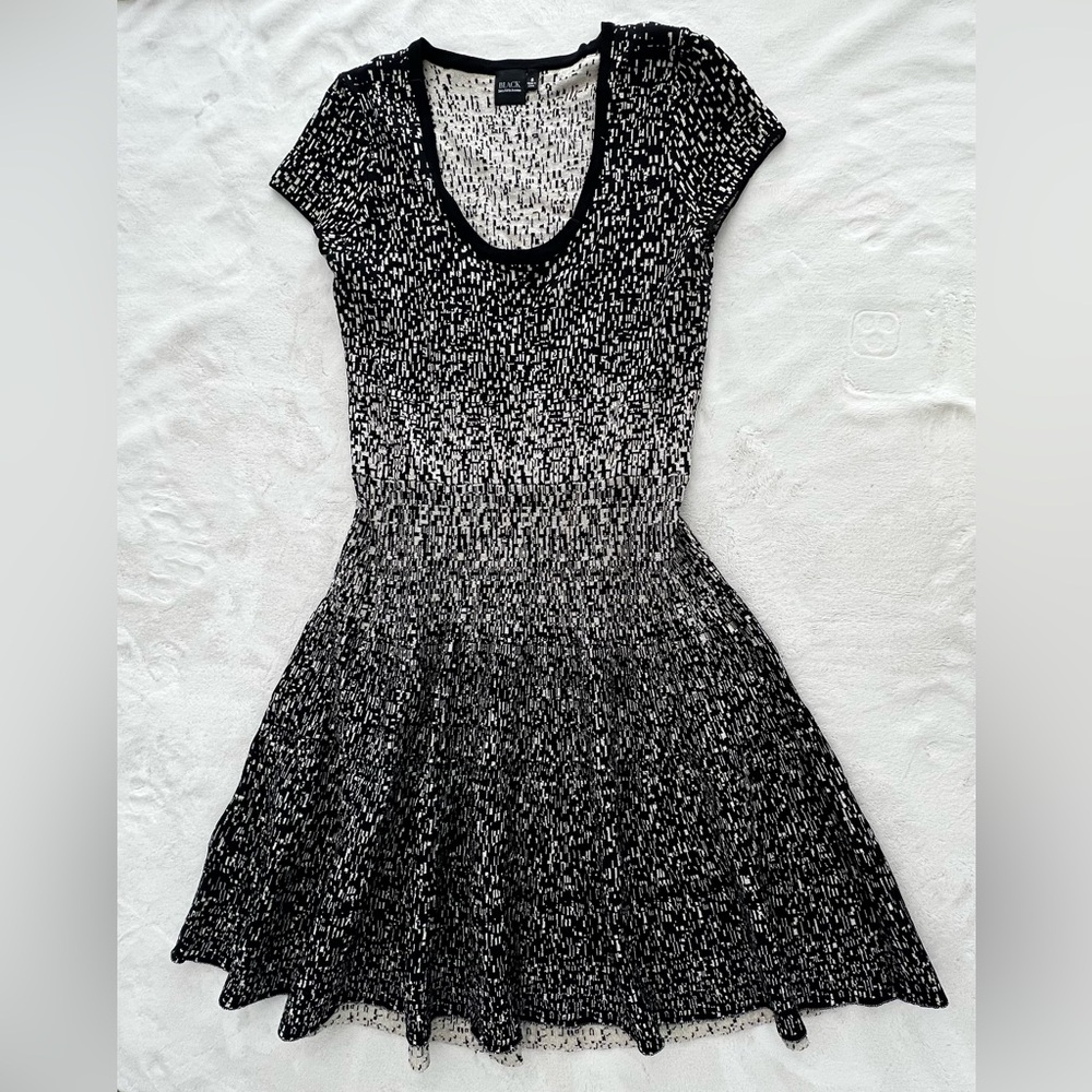Black and creamy gold sparkly knit dress